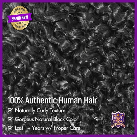 V Part Human Hair Wig 16in Burmese Curly 180% Density Glueless Clip In
